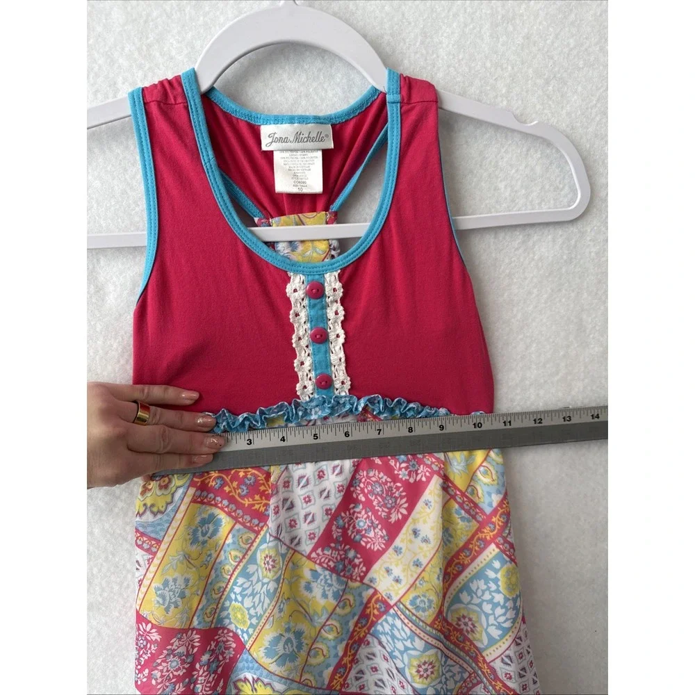 Jona Michelle Sleeveless Colorful Patchwork Dress Girls‎ 10 Cottage Boho Easter